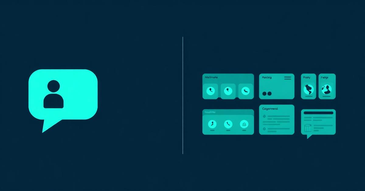 Split composition: a single chat persona on the left and a coordinated AI co-founder team dashboard on the right, on a deep navy background