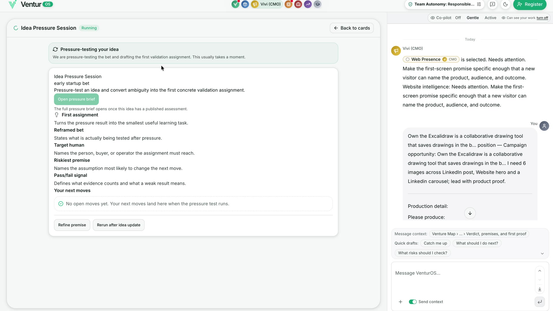 Product Studio drafting work that waits for your approval before it ships